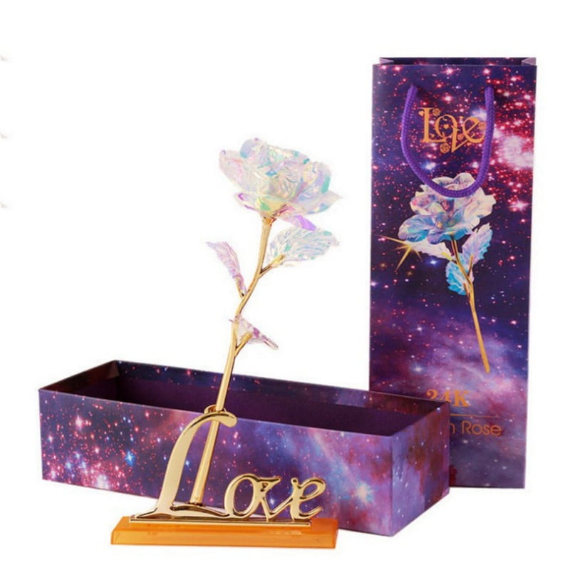 Elaco Rose Soap Flower Golden Rose Gift Box Wedding Hand Hold Rose Gold Foil Flower Gift for Mom
