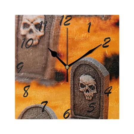 Square Wall Clock Silent Non-Ticking Battery Operated Retro 7.78 Clock for Bedroom Living Room Decor Small Tombstone-shaped
