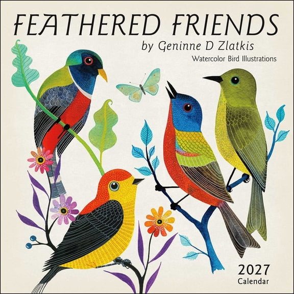 Feathered Friends 2027 Wall Calendar: Watercolor Bird Illustrations, (Paperback)