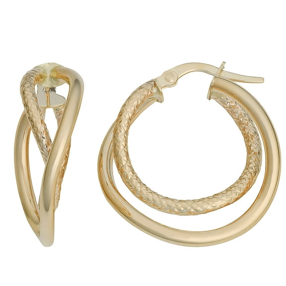 KoolJewelry 10k Yellow Gold Overlap Double Hoop Earrings