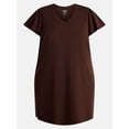 thumbnail image 5 of Terra & Sky Women’s Plus V Neck Mini Dress with Short Flutter Sleeves, Sizes 0X-5X, 5 of 5
