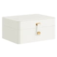 thumbnail image 1 of SONGMICS Jewelry Box with Mirror, 2-Layer Jewelry Holder Organizer, Travel Jewelry Case, Removable Jewelry Tray, 6.9 x 8.7 x 4.3 inches, Earring Necklace Storage, Gift Idea, Cloud White, 1 of 9