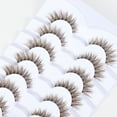 thumbnail image 3 of 7 Pairs of Chemical Fiber Eyelashes Three-dimensional Curl Brown Eyelashes Transparent Stem Colored Eyelashes, 3 of 5