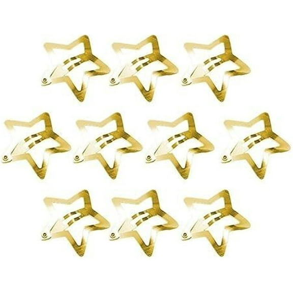 Gold Star Hair Clips, 10Pcs Metal Snap Hair Clips Hair Barrettes Hair Side Clamps Headdress Cute Hair Accessories, Non-Slip Hair Accessories