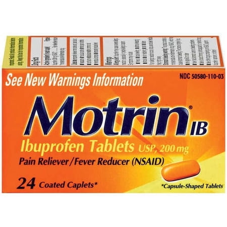 Motrin IB Ibuprofen Tablets Pain Reliever/Fever Reducer Coated Caplets - 24 CT