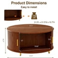 thumbnail image 6 of AISWORD Round Coffee Table with 360° Sliding Door, Fluted Accent Storage Coffee Table with Adjustable Footpads for Living Room, Walnut, 6 of 6