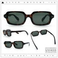 thumbnail image 2 of Hipster Narrow Rectangle Hustler Pop Color Lens Mid Temple Sunglasses Tortoise - Green, 2 of 8