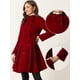 thumbnail image 2 of Abrigo de Terciopelo para Mujer con Doble Botonadura y Cuello Alto Gabardinas de Invierno Rojo oscuro M, 2 of 5
