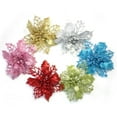 Christmas Party Must Have Sparkling 10cm Poinsettia Glitter Flowers