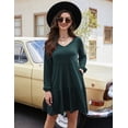 thumbnail image 3 of HA-EMORE Women Spring Summer Women's Dresses V Neck Tiered Dresses Long Sleeve Casual Ruffle Babydoll Dress with Pockets, 3 of 7