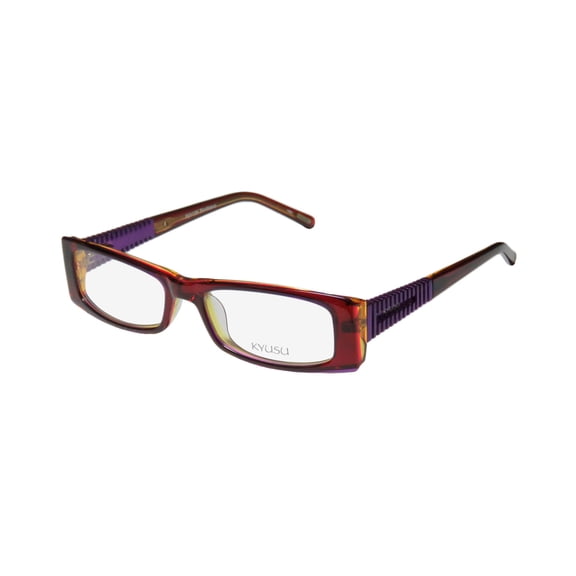 NEW KYUSU 1136 WOMENS/LADIES RECTANGULAR FULL-RIM BORDEAUX / MUSTURD / PURPLE UNIQUE DESIGN FEMALE HIP COLOR COMBINATION FRAME DEMO LENSES 48-15-130 FLEXIBLE HINGES EYEGLASSES/SPECTACLES
