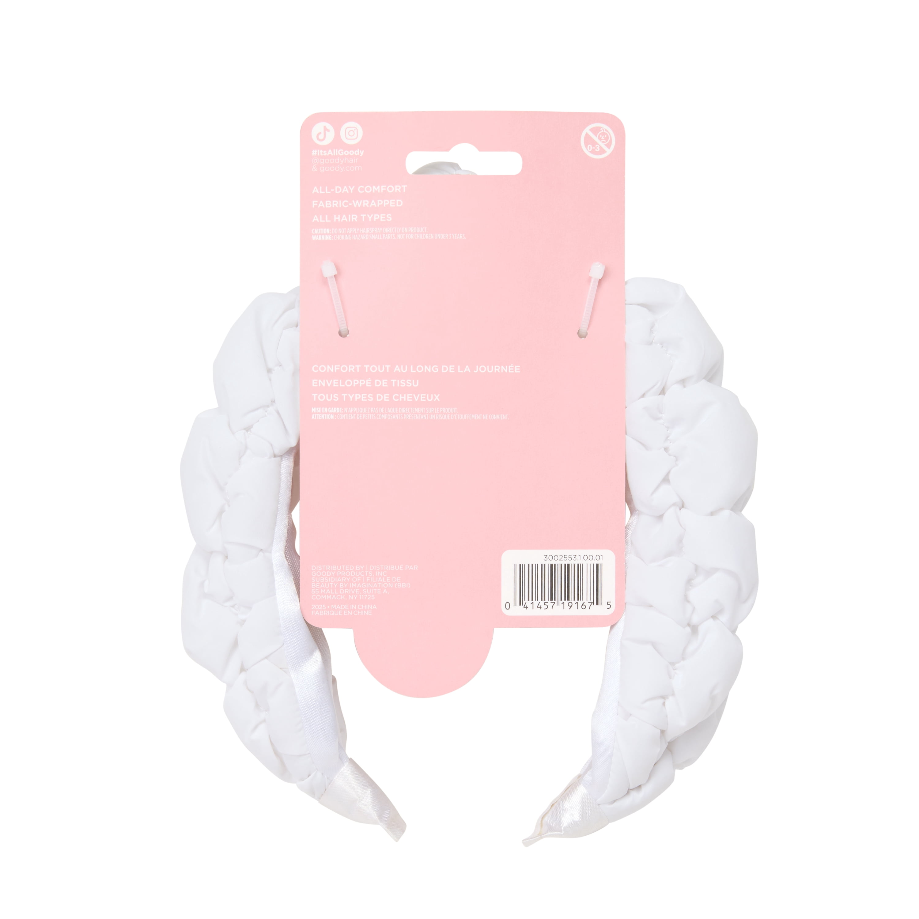 Goody Luxe Puffer Ouchless No-Snag Puffer Headband Winter White 1 Count