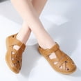 thumbnail image 3 of Womens Sandels Oofas Women's Fashion Casual Versatile Soft Bottom Hollow Leisure Spring Style Fashionable And Comfortable Beach Flat Sandals Brown, 3 of 4