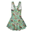 thumbnail image 4 of Xoenoiee Green Horse Floral Print Girls One Piece Swimsuits Hawaiian Skirted Bathing Suit for Kids Girls Summer Ruched Swim Dress Sleeveless Swimwear, Size 6-7 Years, 4 of 7