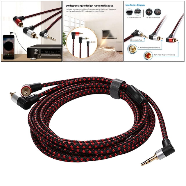 Cable de alimentación 3,5 mm macho a 2 macho perfecl Adaptador de audio estéreo trenzado de nailon 3 metros
