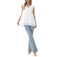 thumbnail image 2 of INSPIRE CHIC Women's Chiffon Blouse V Neck Sleeveless Double Layer Tank Tops Flowy Tunic Casual Shirts S White, 2 of 5