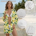 thumbnail image 6 of Xoenoiee Lemon Leaves Print Swimsuit Coverup for Women Button Down Bathing Suit Cover Up Curved Hem Summer Beach Shirt Dresses with Pocket, L, 6 of 7