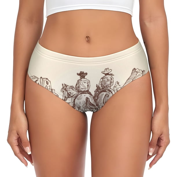 Balery Cowboys Riding Horses Ropa Interior de Algodón para Mujer con Dibujo – Braguitas Cómodas y Elásticas, Estilo Clásico-4X-Large