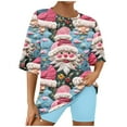 thumbnail image 3 of VBTAPA Womens Christmas Pajamas Shorts Set Xmas Snowflake Printed Short Sleeve T-shirt with Shorts Matching Lounge Pj Sets 2 Piece Holiday Sleepwear D-Multicolor#2 S, 3 of 8