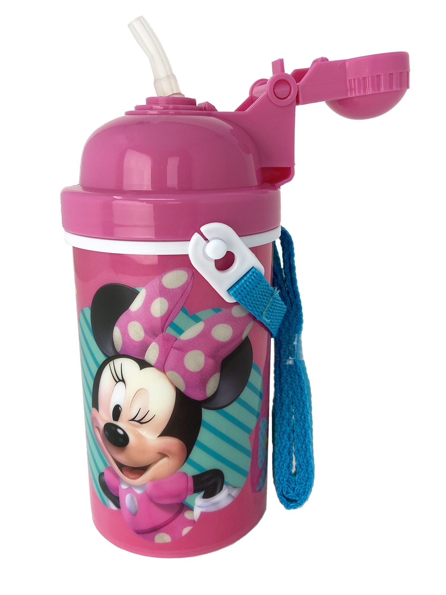 Minnie Mouse Canteen Water Bottle 12oz Popup Lid & Shoulder Strap