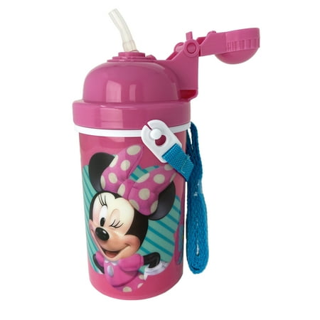 

Minnie Mouse Canteen Water Bottle 12oz Popup Lid & Shoulder Strap
