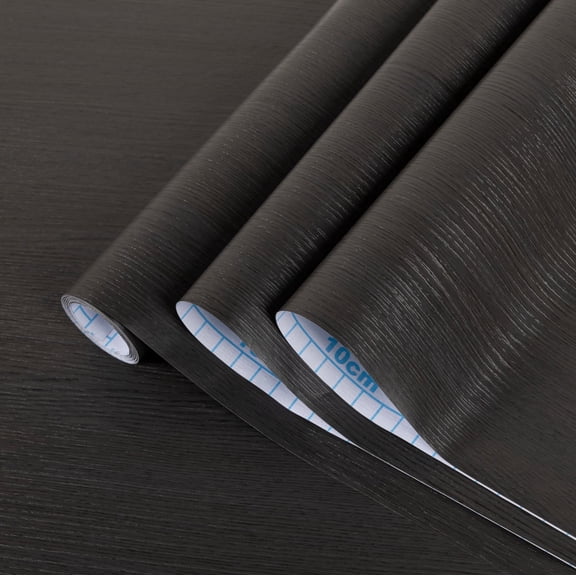 UMIGGEE Black Wood Peel and Stick Wallpaper 17.7-in x 118-in Wood Grain Contact Paper Removable Self-Adhesive Wall Paper Film for Furniture Decoration