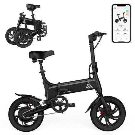 TST Electric Bike, 500W Foldable EBike, 48V/15Ah, Long Range 18MPH, 14" Tire E Bike for Adult