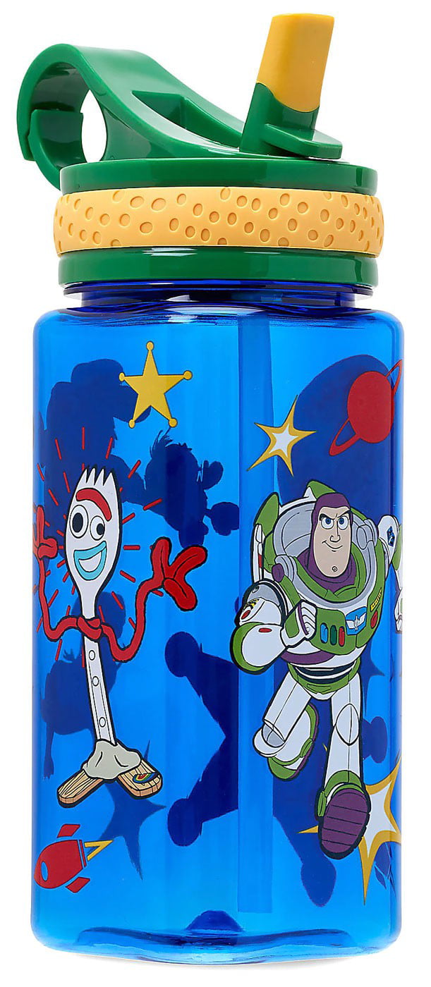 Disney Toy Story Buzz Woody & Gang Canteen w/ Built in Handle Straw Water Bottle 