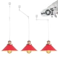 thumbnail image 1 of FSLiving Suspension à Rail de Type J avec Abat-Jour Cône Rétro Rouge, Ampoules Edison DEL E26 Intelligentes, Lumière DEL à Cardan Blanche pour Îlot de Cuisine, Plafond en Pente, Personnalisable - 3 Lumières, 1 of 9