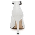 thumbnail image 2 of CALVIN KLEIN Womens White Ankle Strap Padded Demma Pointed Toe Stiletto Buckle Leather Dress Pumps 7.5 M, 2 of 4