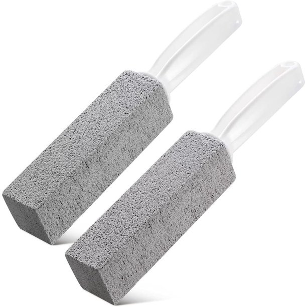 2 PCS Cepillo de Inodoro de Piedra Pómez, Piedra Pomez para Baño con Mango, Cepillo de Limpieza de Inodoro de Piedra pómez para Manchas de Agua Dura en Inodoros, Parrillas (Gris x 2)