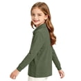 thumbnail image 3 of Kids Polo Shirts Boys Girls School Uniform Long Sleeve Shirt Cotton Collared Tops Soft Casual School Wear Basic Golf Shirt,12-13Y,Dark Green, 3 of 7