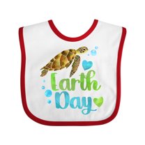 Inktastic Earth Day Sea Turtle and Hearts Boys or Girls Baby Bib