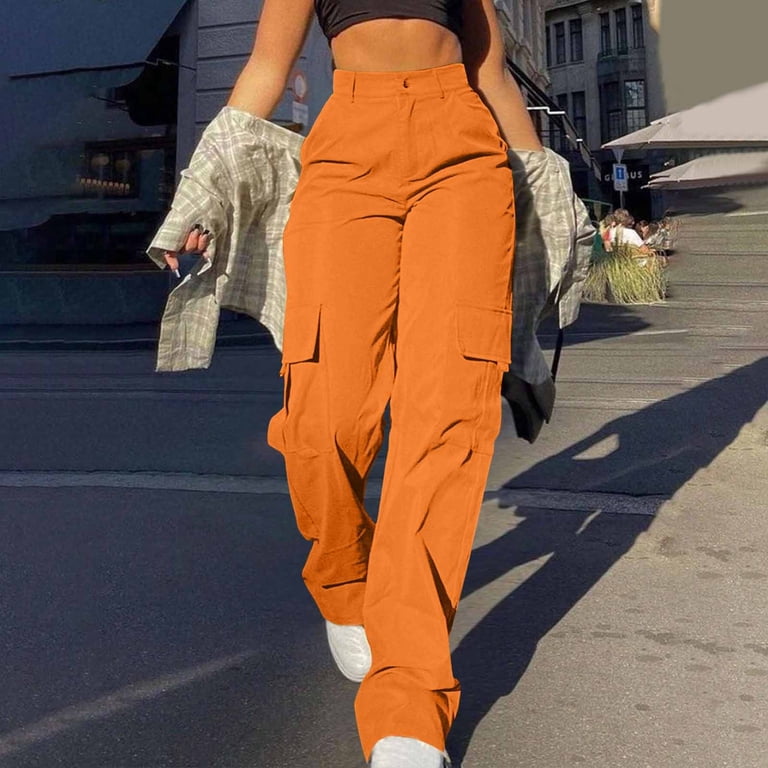 Women's Cargo Pants Loose Wide Leg Trendy Parachute Pants High