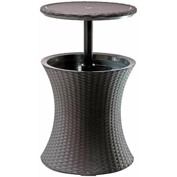 Pacific Cool Bar Outdoor Patio Furniture and Hot Tub Side Table with 7.5 Gallon Beer and Wine Cooler, Espresso Brown