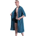 thumbnail image 2 of Men Women Zip up Robe Loose Nightgowns Spa Bathrobe V-neck Soft Sleepshirt Loungewear Sleepwear with Pockets, 2 of 5