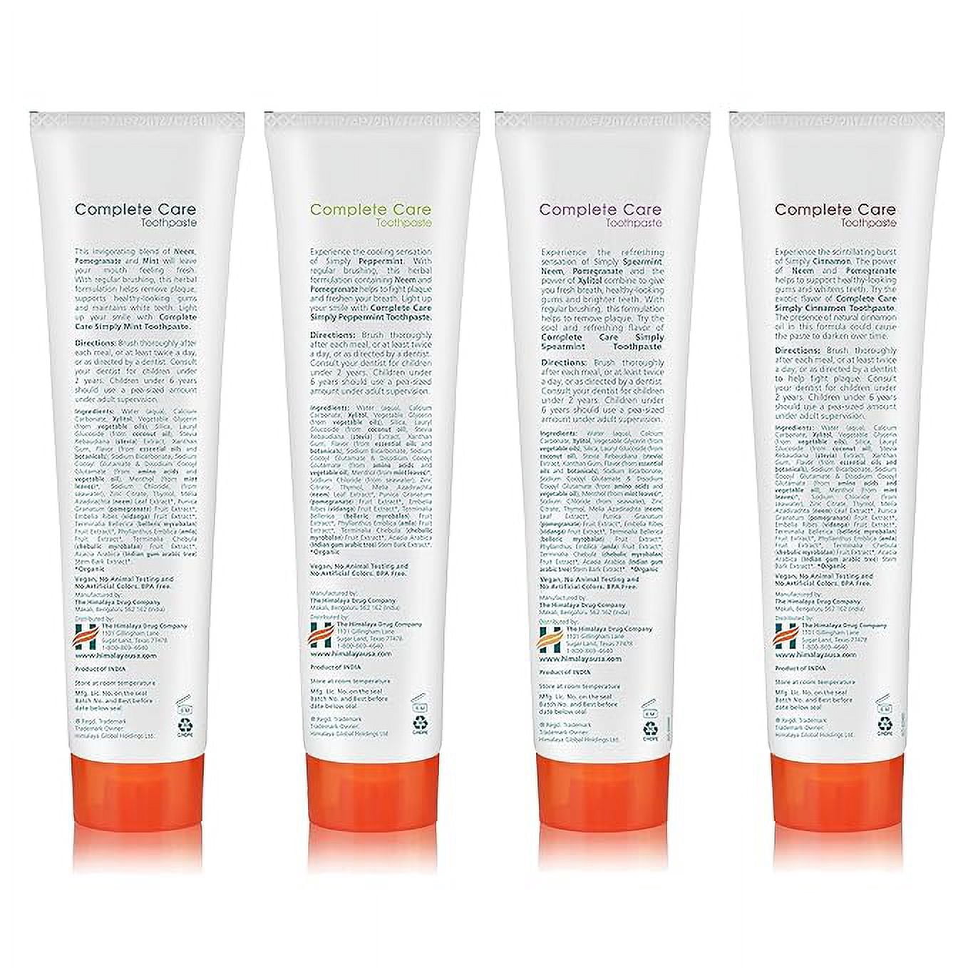 Himalaya Botanique Complete Care Toothpaste with Xylitol and Neem, Variety Pack, 5.29 oz, 4 Pack