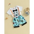 thumbnail image 3 of Bagilaanoe 2pcs Newborn Baby Boy Short Pants Set Short Sleeve Letter Print Rompers Tops + Shorts 3M 6M 12M 18M Infant Casual Summer Outfits, 3 of 9