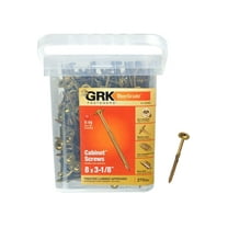 GRK Fasteners 110083 Cabinet Screw, #8 Thread, 3-1/8 in L, Washer Head, Star Drive, Steel, 270 PK Yellow - pack of 270