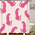 thumbnail image 3 of 4PCS Pink Leopard Shower Curtain Sets with Rugs, Waterproof Fabric Beige Shower Curtain, Trendy Cheetah Howdy Smile Face Lightning Girly Cute Preppy Aesthetic Modern Teen Girls Bathroom Decor, 3 of 7