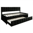 thumbnail image 6 of Castle Place Modern Velvet Upholstered Twin Daybed with Trundle, Black, 6 of 7