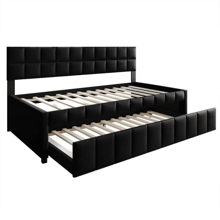 Castle Place Twin Velvet Daybed with Trundle, Black photo 6