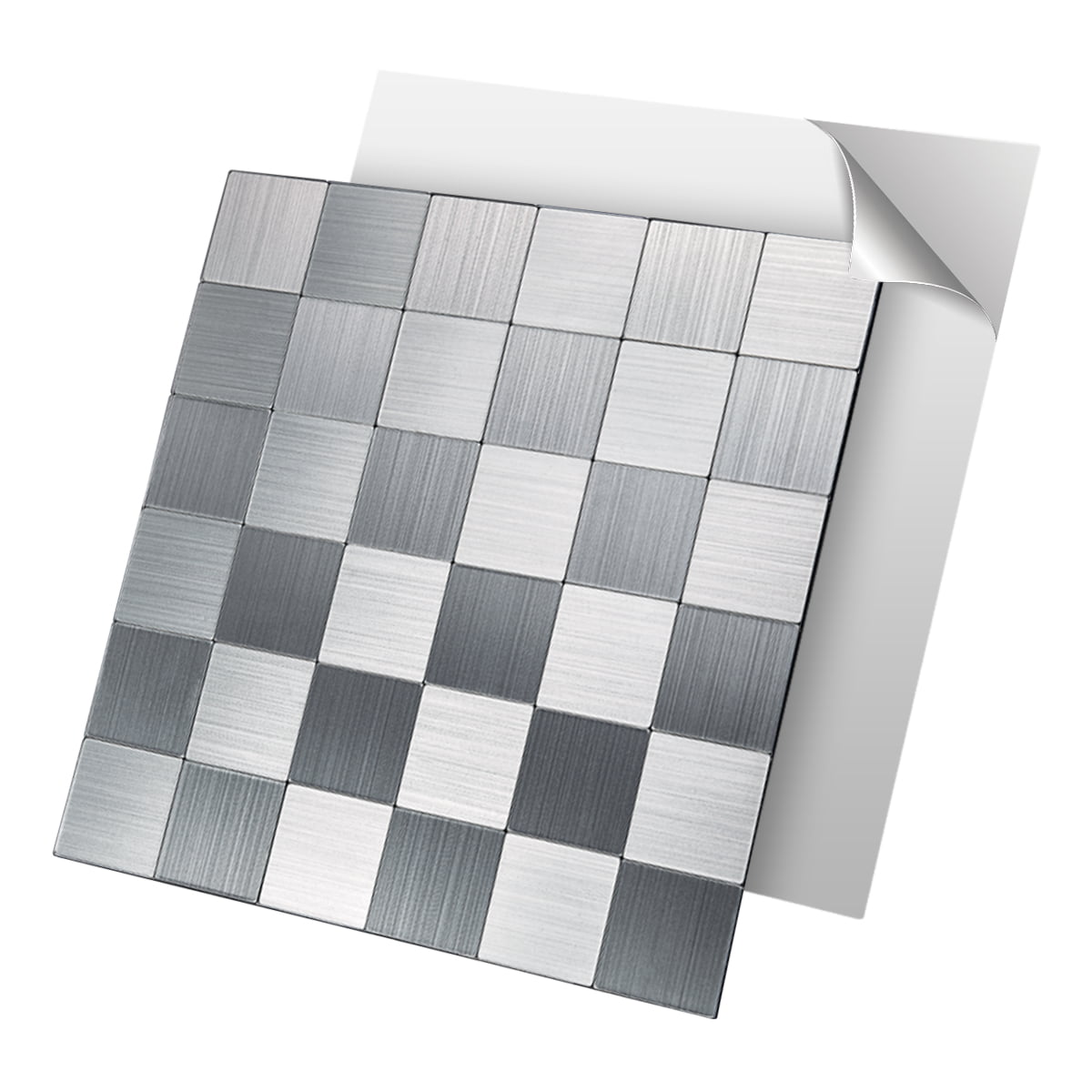 Pack of 10 Tiles 12x12 Brushed Stainless Steel in Square Art3d Peel and Stick Metal Backsplash Tile 