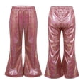 thumbnail image 1 of MSemis Girls Shiny Metallic Flare Pants Bell Bottom Wide Leg Trousers Dancewear, 1 of 7