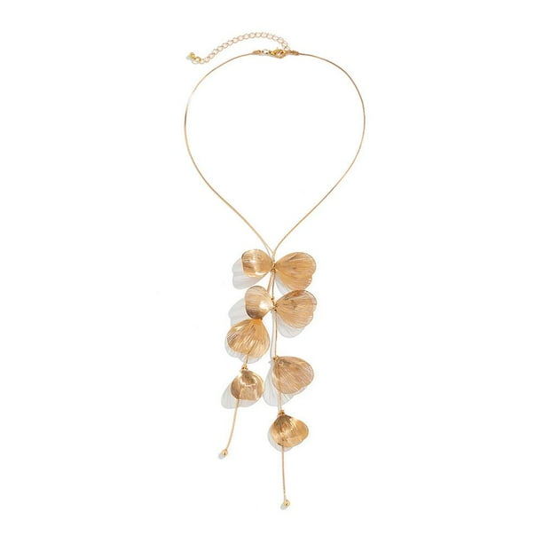 Ruifaya Gargantilla retro con borlas y hojas de ginkgo biloba, estilo tendencia, P4B2