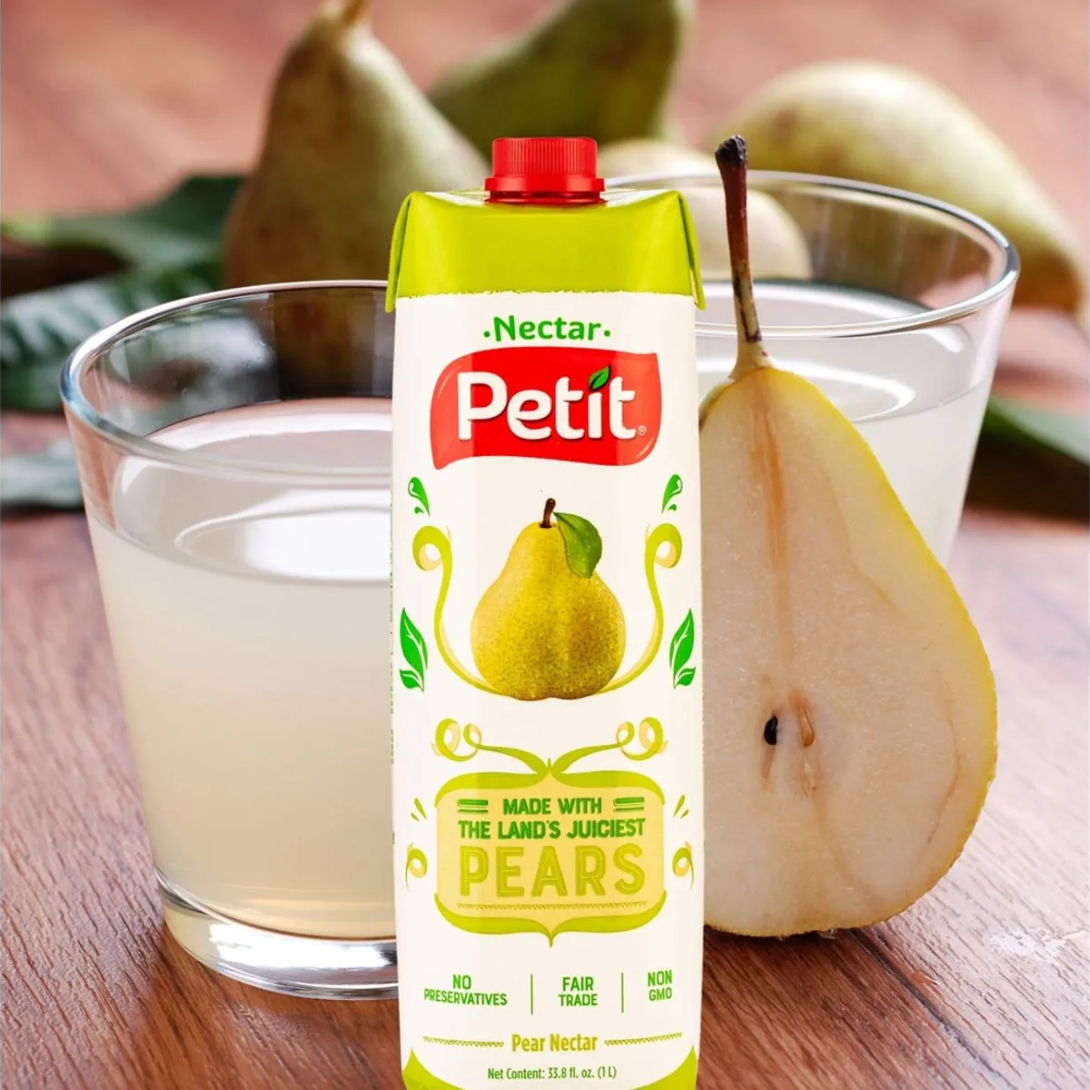 (4 pack) Petit Nectar Pear Juice 1 Liter, Creamy and Smoothy texture