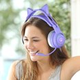 thumbnail image 4 of MICLOZYT Wireless Headphones Bluetooth,Wired Headphone Esports Game Computer Headset with Cute Ears Noise Cancelling Lightweight,for Computer/Laptop/PC/android/Cell Phones,Purple, 4 of 5