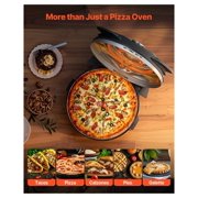 Pizza Oven, 12 in Electric Pizza Maker, 1200W Electric Pizzas Cooker with Cordierite Stone, 5-Mode Temperature Control, Viewing Window for Precise Cooking, Heats up to 788 ˚F, for Home (Black)