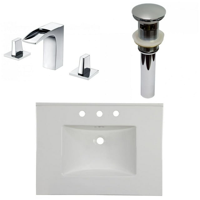 American Imaginations 30.75-in. W 3H8-in. Ceramic Top Set In White Color - Overflow Drain Incl. AI-33335