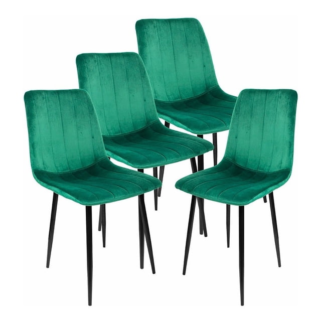 4 Sillas Comedor Eames Tapizada Rack & Pack Verde Terciopelo Sala Habitación